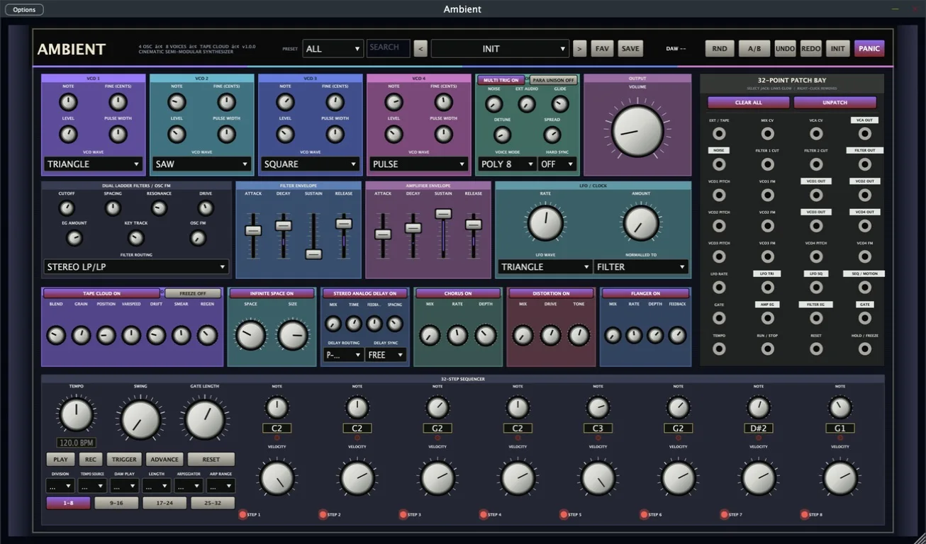 Ambient virtual synthesizer interface