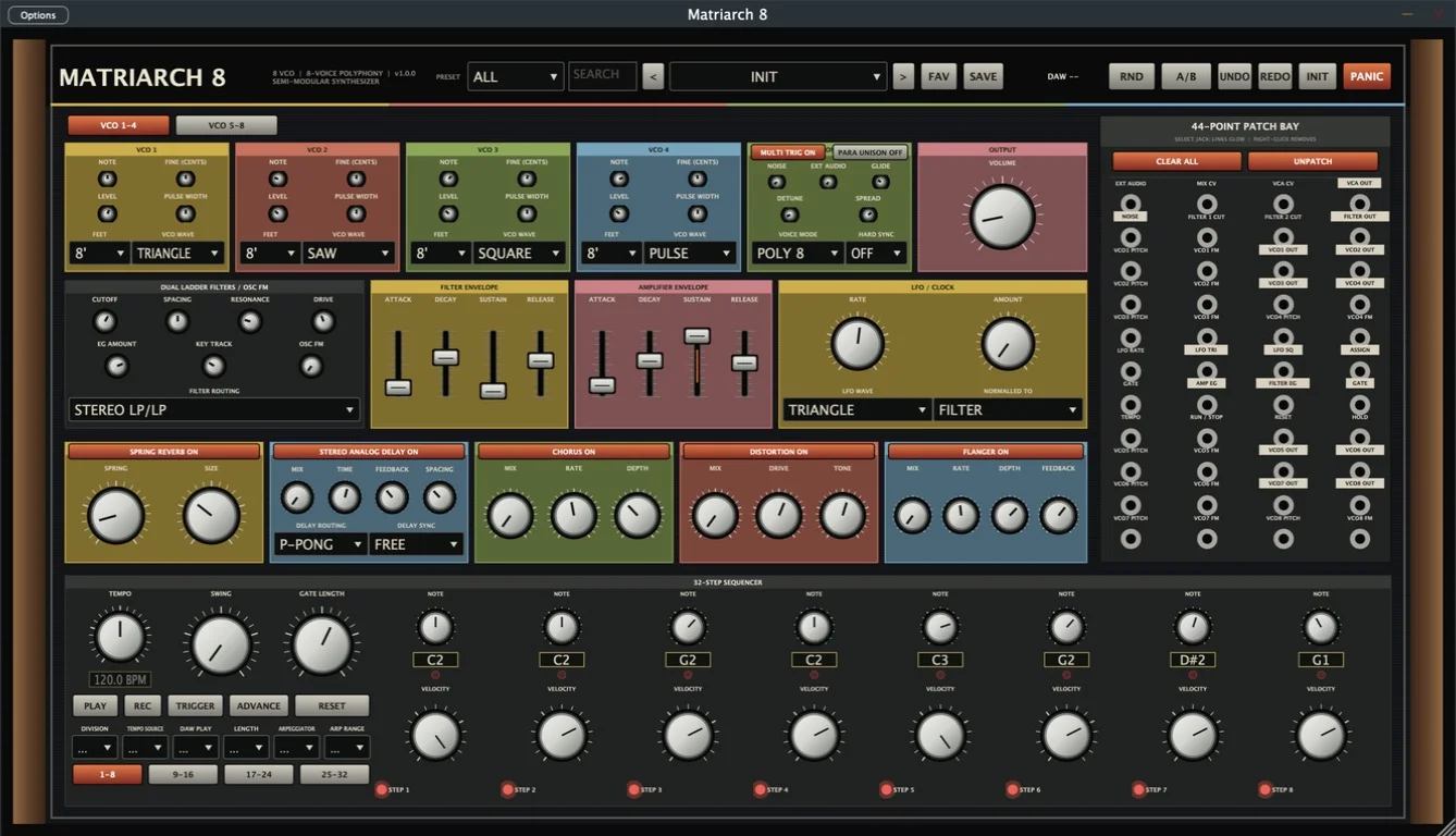 Matriarch 8 virtual synthesizer interface